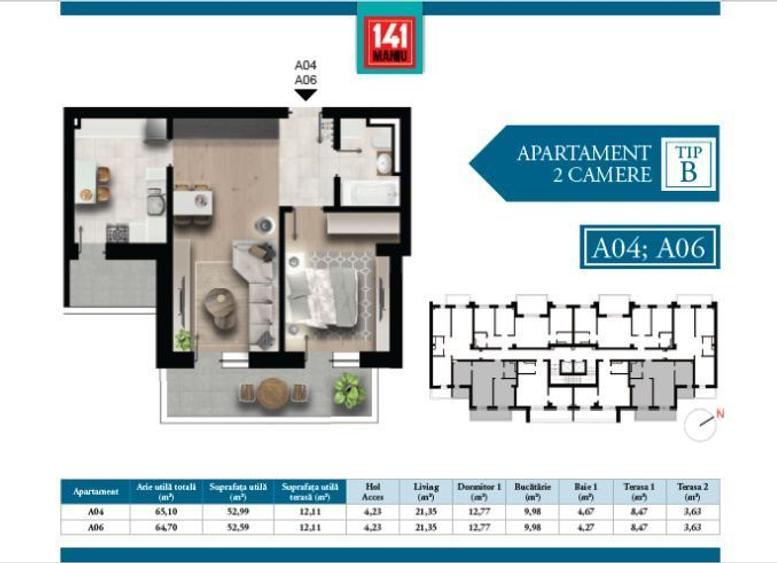 FAZA 4, bloc 5 Maniu 141 - Apartament 2 camere - 6