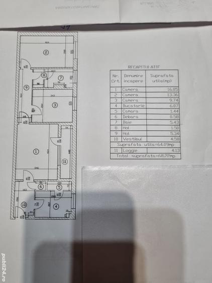 Apartament cu 3 camere semidecomandat în Titan