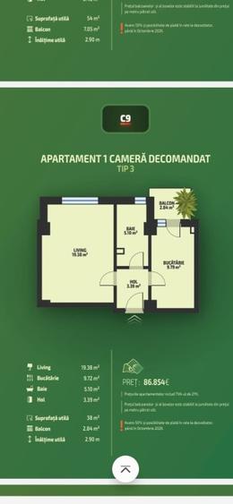 Apartamente cu 2 camere 61mp, etaj 7 , pret 127.661 euro, Tatarasi - 8