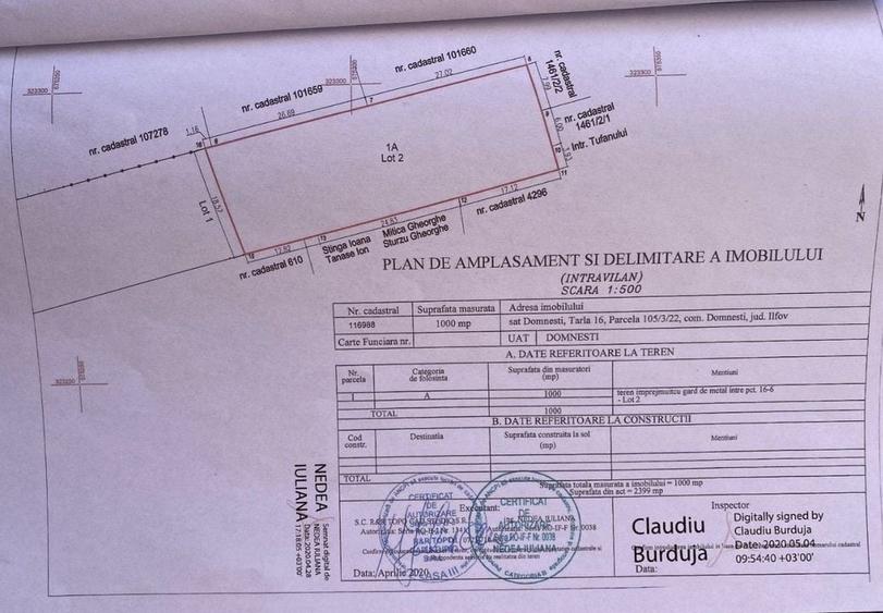 Teren intravilan 1000 mp - Domnesti - 2