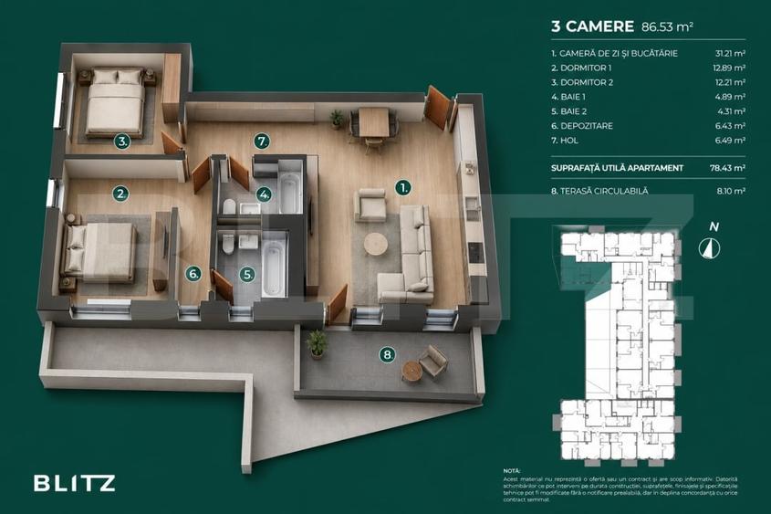 Apartament 3 camere premium | Ansamblu nou | Buna Ziua - 1