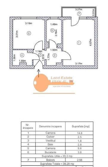 Apartament cu 2 camere în Militari