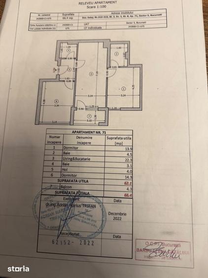 Apartament cu 3 camere semidecomandat în Rahova