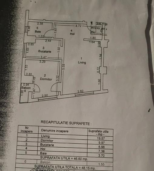 Apartament cu 2 camere semidecomandat în Central