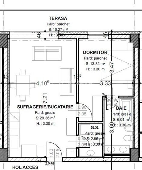 Apartament de vanzare, cu 2 camere, 62 mp, terasa 10 mp, zona centrala