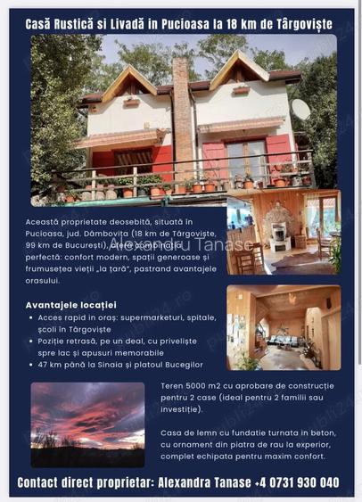 Casa Rustica si Teren in Pucioasa (18km de Targoviste) Casa Rustica si Teren in Pucioasa (18km de Targoviste)