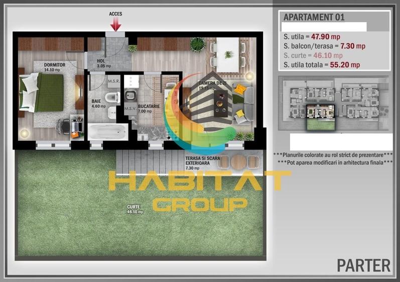 Pallady 2 camere 55 mp + curte proprie 46 mp bloc Boutique - 2