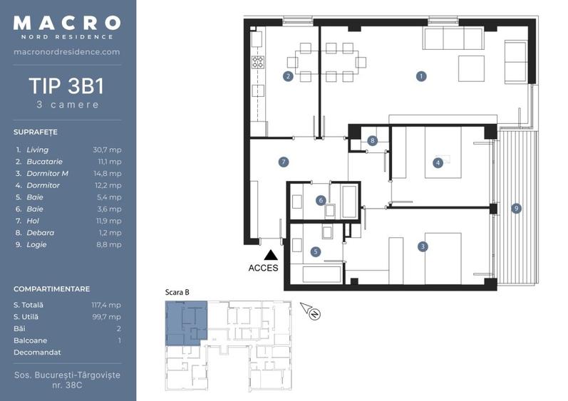 3 camere 117mpc -imobil 2024- Straulesti - Bucurestii Noi - Sisesti - 2