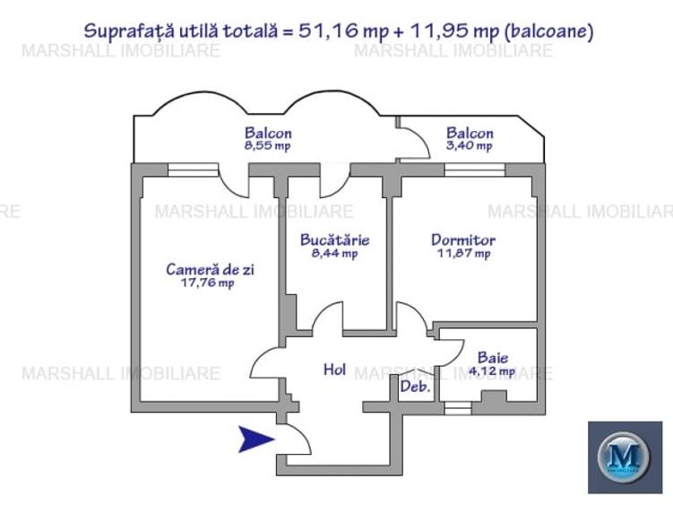 Apartament 2 camere de vanzare, zona Republicii, 63.11 mp #16101 - 10
