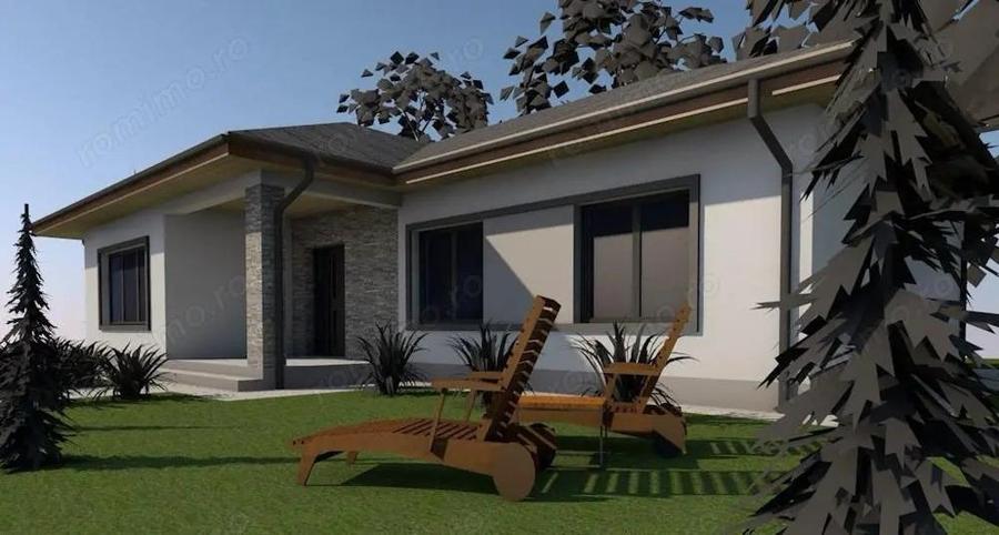 Casa moderna parter, zona excelenta 3 camere, terasa, teren 6 arii - 6