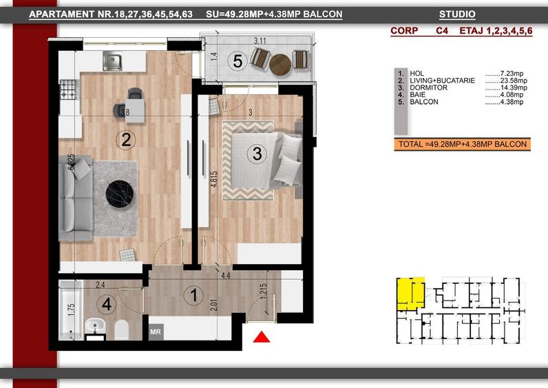 MUTARE RAPIDA! Studio luminos la doar 15 minute de metrou Berceni! - 10