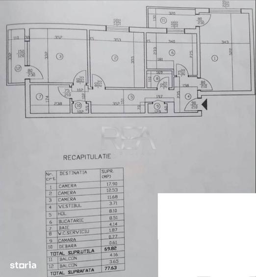 3 camere Dorobanti decomandat, inst. schimb., an 1983, 78 mp, renovat - 3
