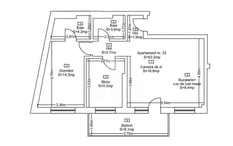 Apartament cu 3 camere semidecomandat în Mărăști