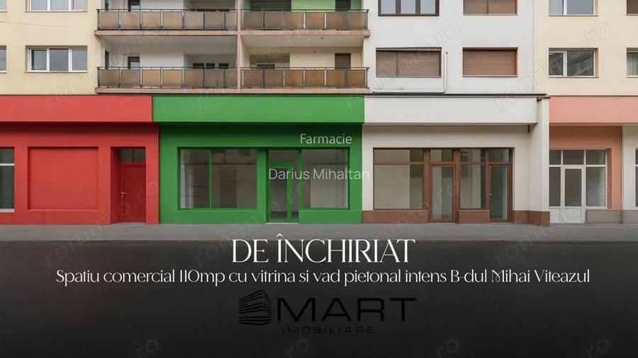 NOU! Spatiu comercial 110mp cu vitrina la strada Mihai Viteazul