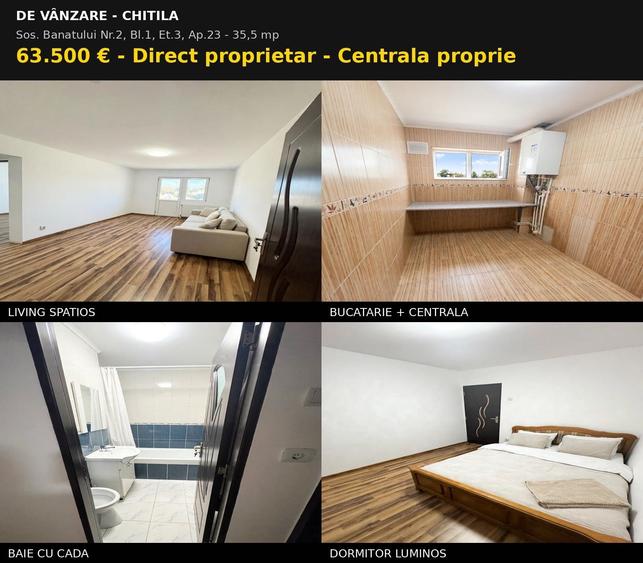 Apartament cu 2 camere decomandat în Central