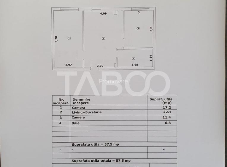 Apartament 3 camere 57 mp utili constructie noua 2025