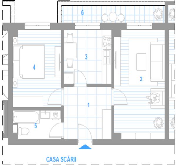 Apartament cu 2 camere decomandat în Vișani