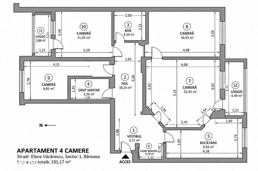 Apartament cu 4 camere în Băneasa