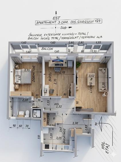 Apartament 3 camere decomandat 70mp/Sos. Giurgiului 129 bl.2A, sector 4 - 14