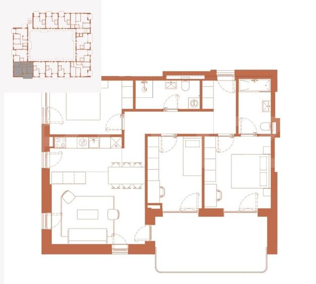 Comision 0! River by Hexagon - apartament 4 camere, 86 mp, terasa 18 mp - 2