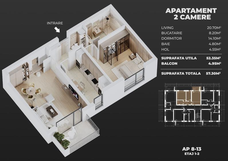 Apartament  cu 2 camere  decomandat,700 metri Șoseaua Olteniței - 6