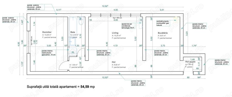 Proprietar Vand apartament 2 camere, zona Dacia, 54mp