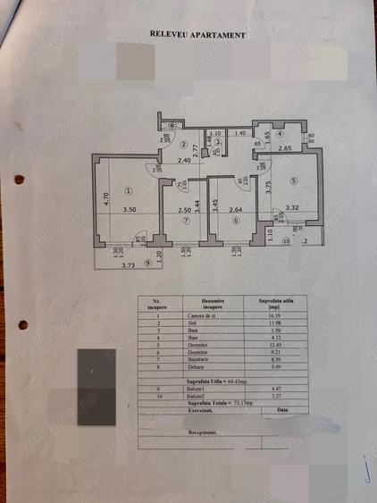 Apartament de vanzare in Campulung Muscel,central,3 camere , 64,43mp,etj.2 - 2