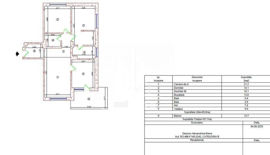 Apartament 3 camere 2 bai si terasa 14 mp in complexul Green Garden. - 3