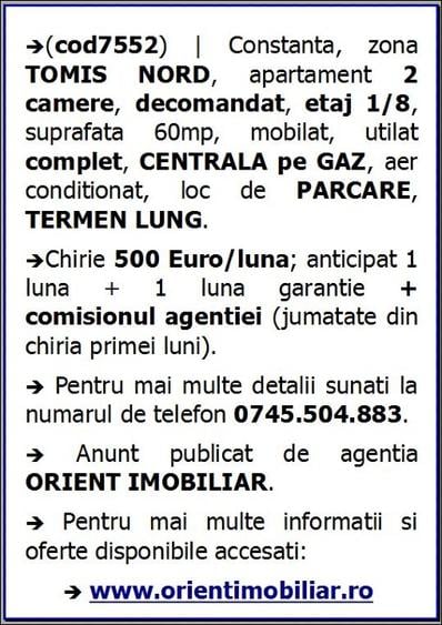 Tomis Nord, decomandat, 2 camere, gaze, mobilat, inchirieri Constanta - 9