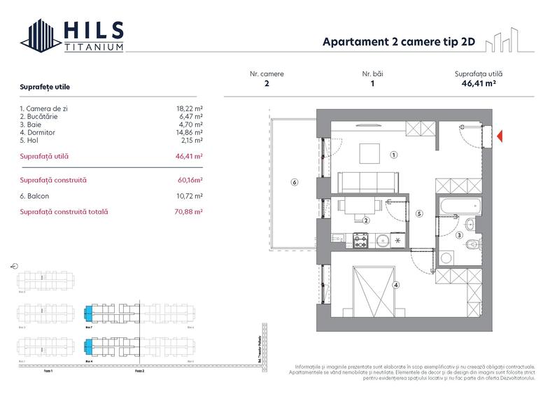 Apartament 2 camere  HILS Titanium faza 2 | Tip 2D | - 2