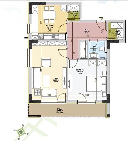 Inchiriez Ap. 2 cam. UrbanResidence (Tractorul) - 1