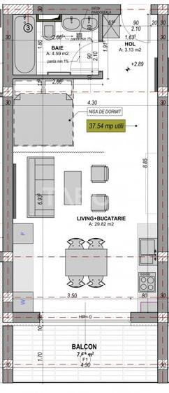Garsoniera 38 mp cu terasa - incalzire in pardosea si aer conditionat - 9