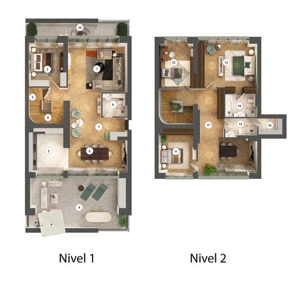 Penthouse cu 5 camere decomandat în Pipera