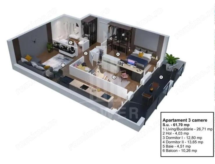 Apartament cu 3 camere de vanzare Ogorului, Turni?or, Sibiu - 10