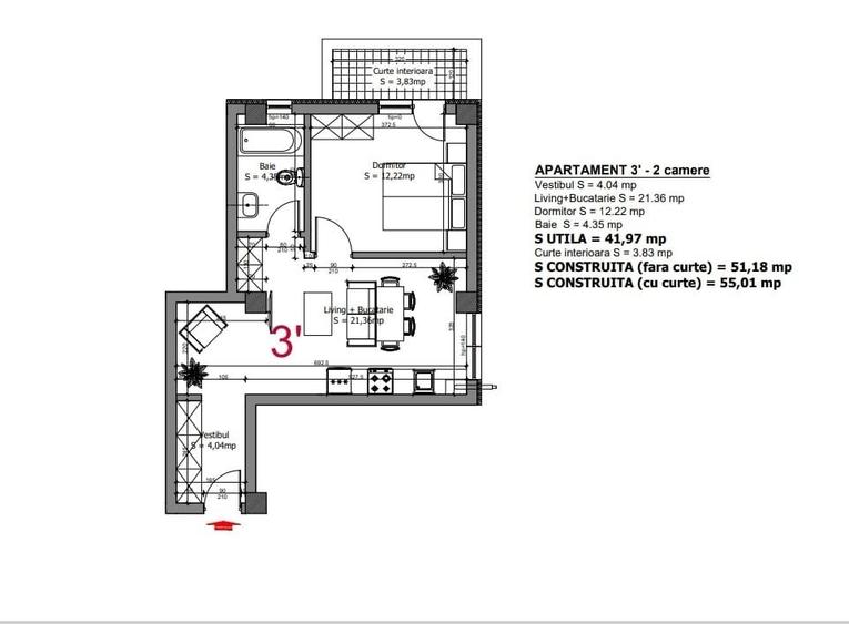 Apartament 2 camere | 53mp | Finalizat  Demisol | zona Maramures | Parc Unirii | - 13