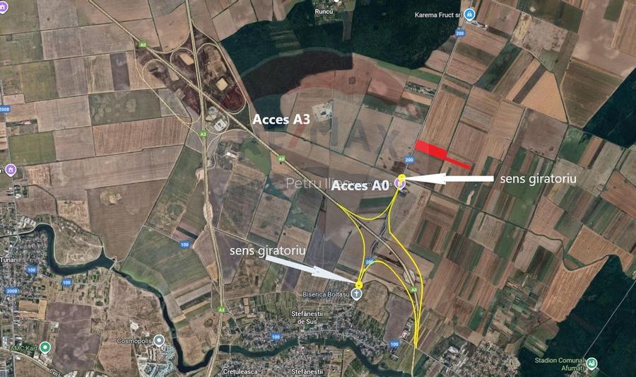 Teren intravilan 7.9 ha, Afumati, deschidere 120m Soseaua Stefanesti