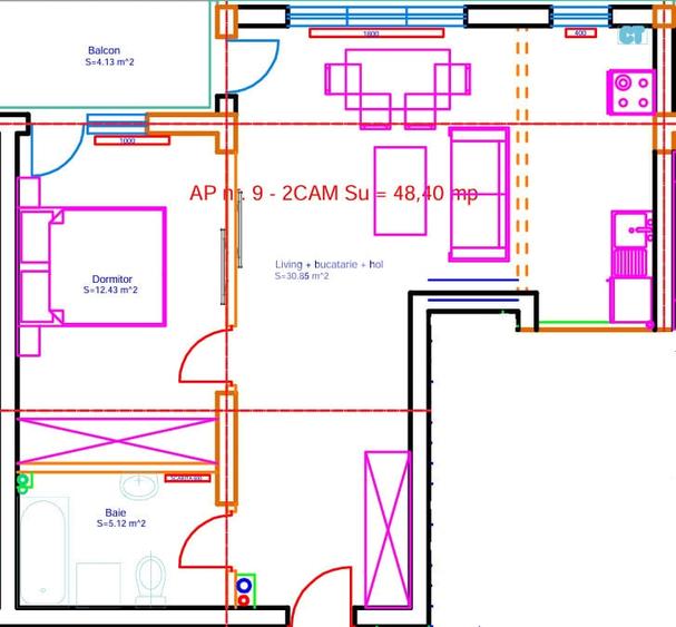 Apartament cu 2 camere decomandat în Mihai Viteazul