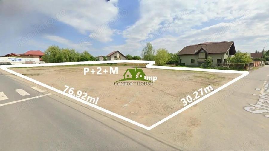 Otopeni intravilan 2.844 mp, col? stradal, deschidere dubla - C.U. - 3