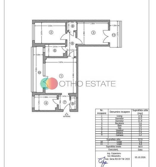 Apartament cu 3 camere, mobilat în Titan