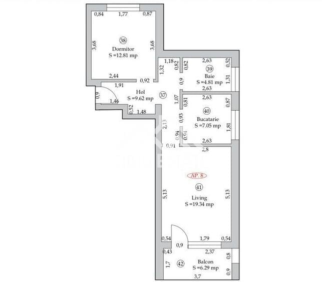 Apartament cu 2 camere în Cristian