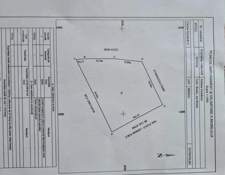 Vnd Teren Intravilan 5200 m pret 50 e Bradu strada cetului vizavi Pitesti Arges - 2
