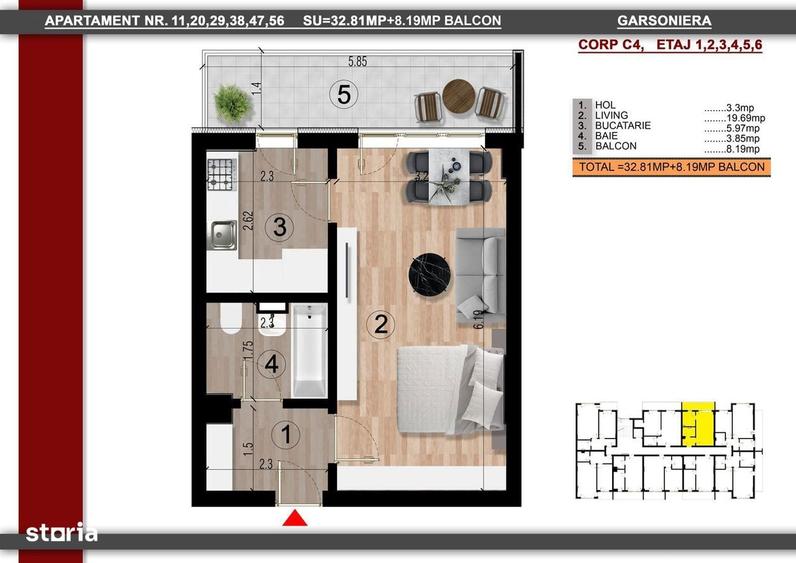 GARSONIERA | 41MP | FINALIZATA | ACCES METROU | COMISION 0% - 1