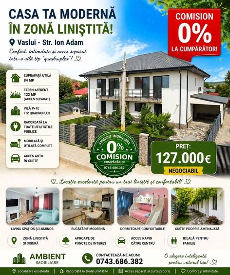 CASA P+1E mobilată și utilată, curte proprie 122 mp, zona Moara Grecilor; - 1
