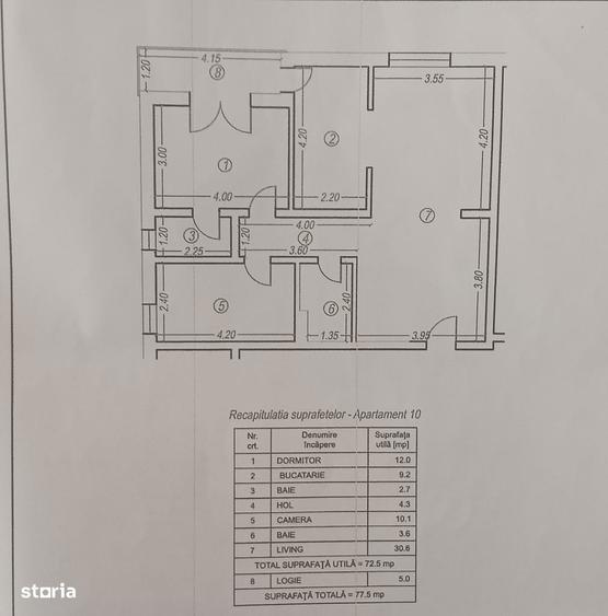 Apartament 3 camere, balcon, curte imprejmuita - 3