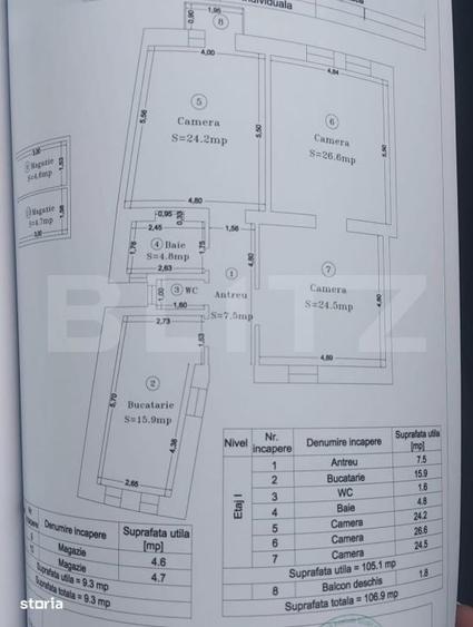 Apartament 3 camere, 105mp, balcon, cladire istorica, zona Piata Maria - 4