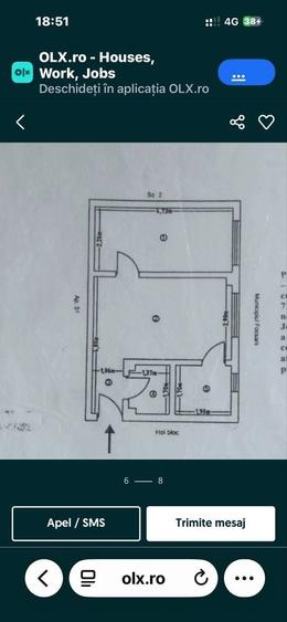 Apartament cu 2 camere nedecomandat în Bahne