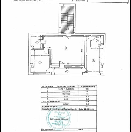 Apartament cu 3 camere în Tunari