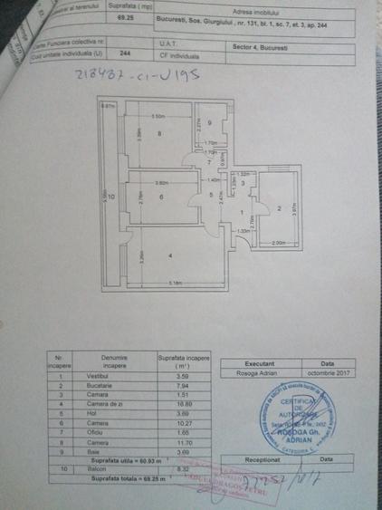 Apartament cu 3 camere decomandat în Giurgiului