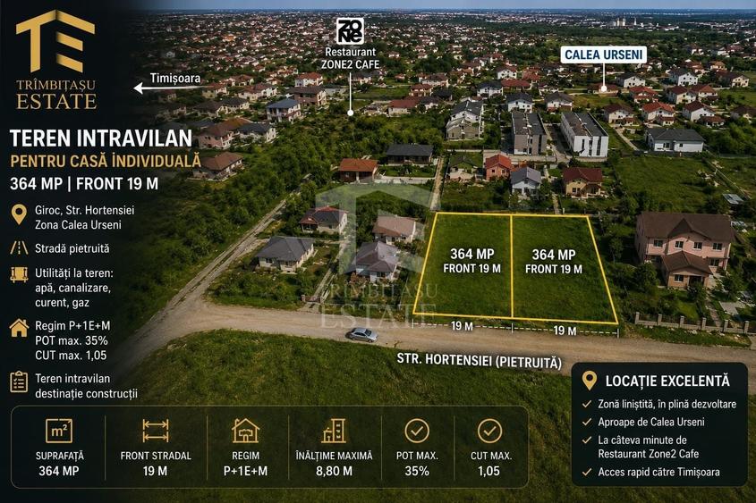 Teren Construcții intravilan de 364 mp, în Giroc