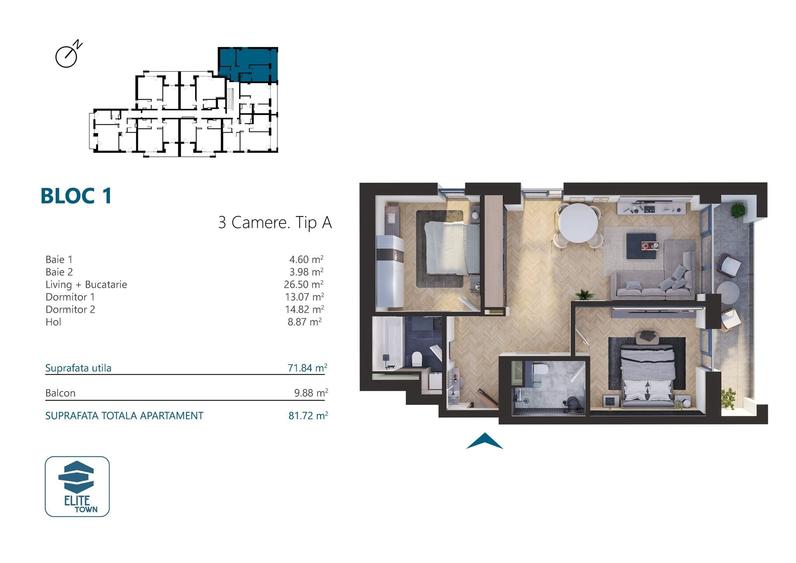 Apartament cu 3 camere în Circumvalațiunii